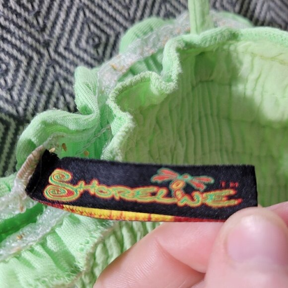 Shoreline Women's Lime Green Midi Flowy Sinched Top With Thin Straps Onesize - Picture 9 of 14